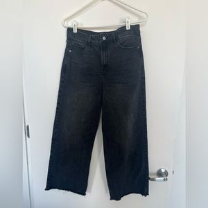 Wide Leg Black Jeans | High-waisted